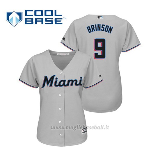Maglia Baseball Donna Miami Marlins Lewis Brinson Cool Base Majestic Road 2019 Grigio